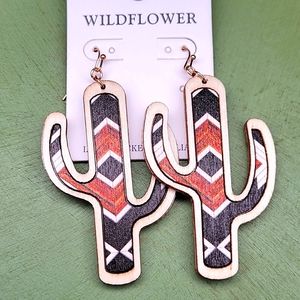 WOOD CACTUS EARRINGS